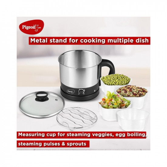 Pigeon Kessel Multipurpose Kettle 12173 12 litres with Stainless Steel Body used for boiling Water and milk Tea Coffee Oats Noodles Soup etc 600 Watt Black Silver