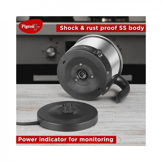 Pigeon Kessel Multipurpose Kettle 12173 12 litres with Stainless Steel Body used for boiling Water and milk Tea Coffee Oats Noodles Soup etc 600 Watt Black Silver