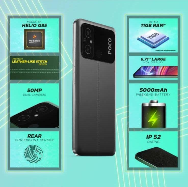 POCO C55 Power Black 6GB RAM 128GB Storage