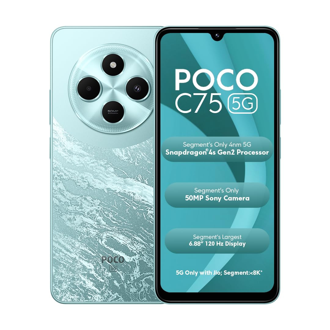 POCO C75 5G Aqua Bliss4GB RAM 128GB ROM688 inch HD Display50MP Camera5160 mAh Battery