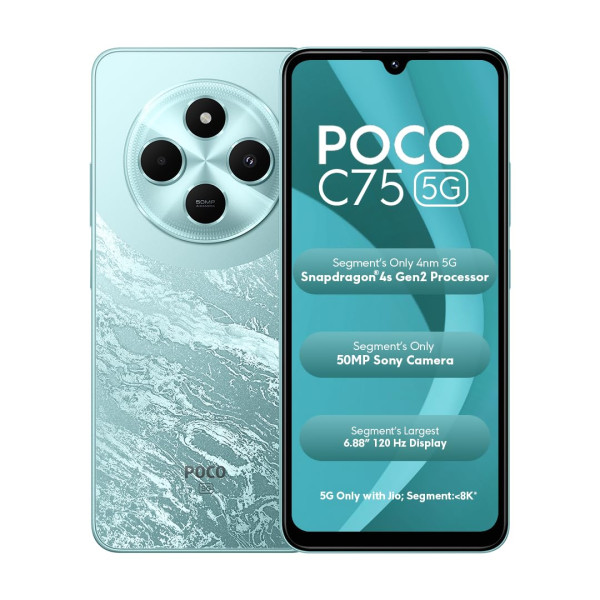 Image of POCO C75 5G Aqua Bliss|4GB RAM 128GB ROM|6.88 inch HD+ Display|50MP Camera|5160 mAh Battery