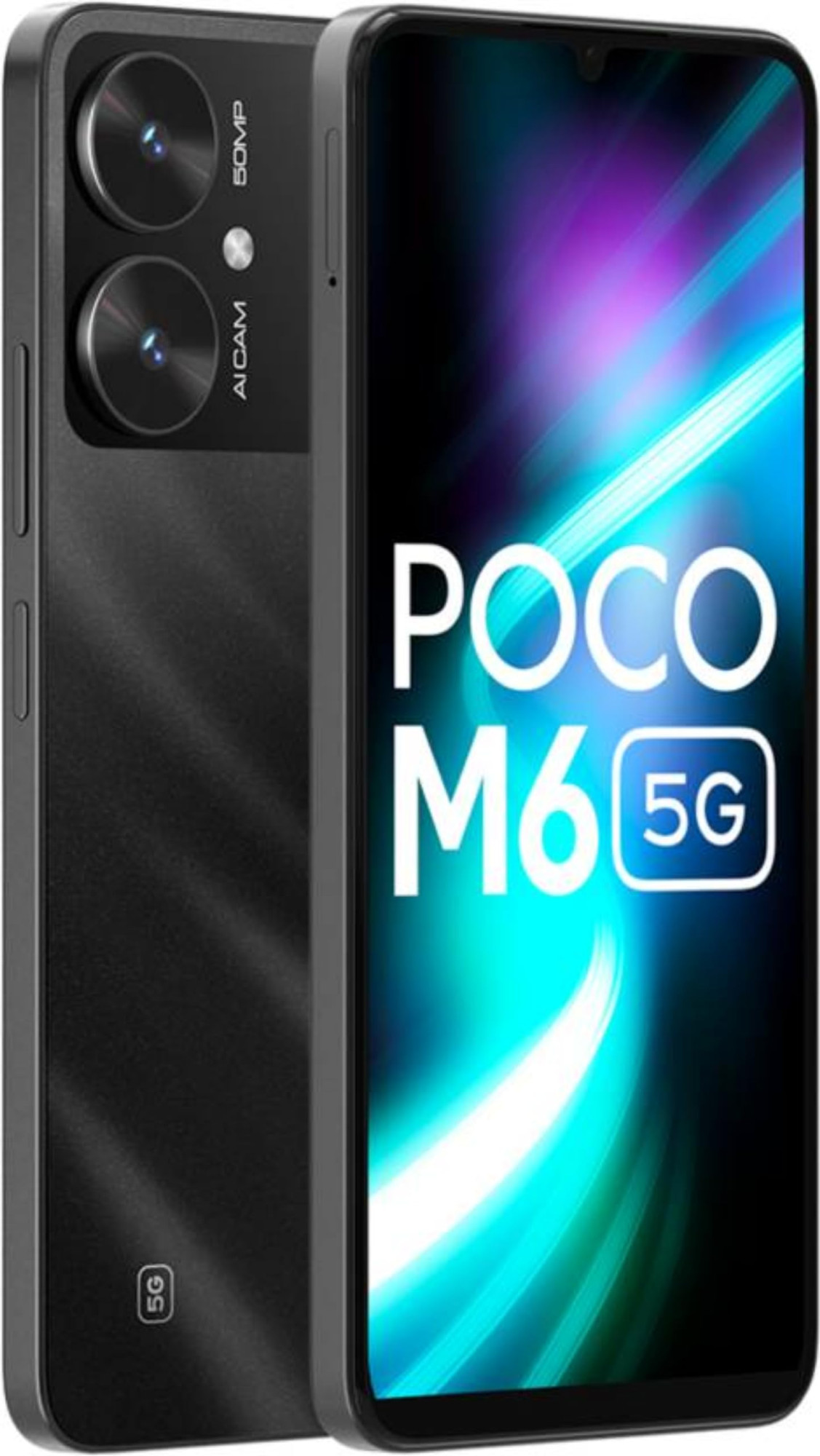 POCO M6 5G Galactic Black 4GB RAM 128GB Storage  MediaTek Dimensity 6100 5G Processor  5000 mAh Battery  18W Fast Charging  50 MP AI Dual-Camera System  Side Fingerprint Sensor