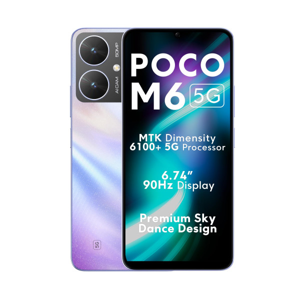 Image of Poco M6 5G (Orion Blue, 4GB RAM, 128GB Storage) | MediaTek Dimensity 6100+ 5G Processor | 5000 mAh Battery + 18W Fast Charging | 50 MP AI Dual-Camera System &amp; | Airtel Locked