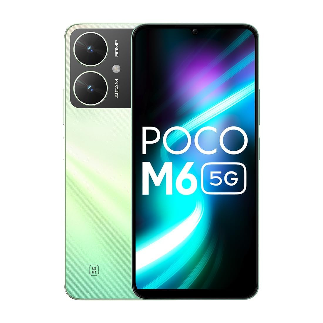 POCO M6 5G Polaris Green 4GB RAM 128GB Storage MediaTek Dimensity 6100 5G Processor 5000 mAh Battery 18W Fast Charging 50 MP AI Dual-Camera System Side Fingerprint Sensor