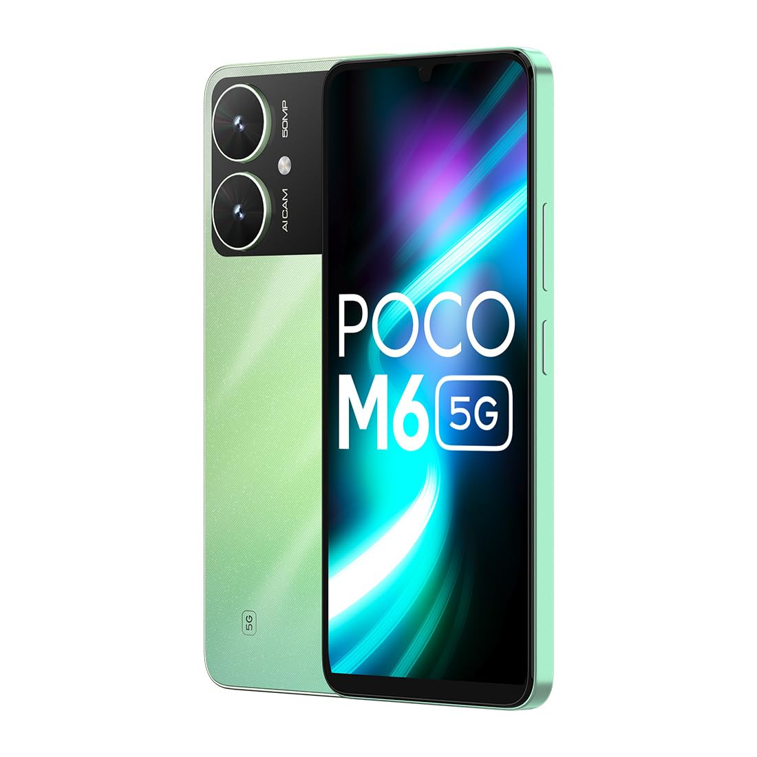 POCO M6 5G Polaris Green 4GB RAM 128GB Storage MediaTek Dimensity 6100 5G Processor 5000 mAh Battery 18W Fast Charging 50 MP AI Dual-Camera System Side Fingerprint Sensor