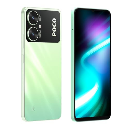 POCO M6 5G Polaris Green 4GB RAM 64GB Storage MediaTek Dimensity 6100 5G Processor 5000 mAh Battery 18W Fast Charging 50 MP AI Dual-Camera System Side Fingerprint Sensor