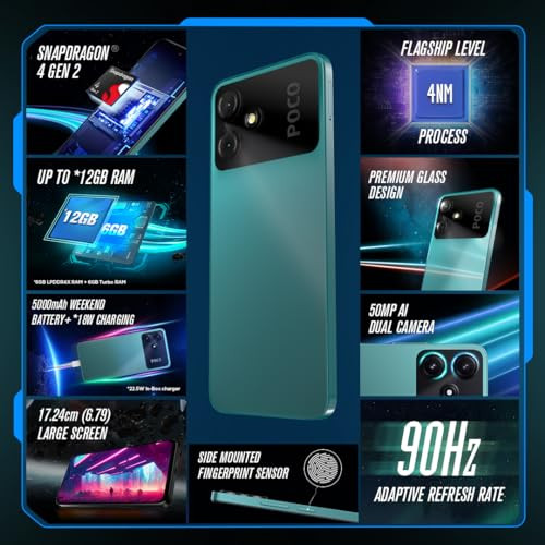 POCO M6 Pro 5G Forest Green 4GB RAM 64GB Storage Snapdragon 4 Gen 2 679 Large Screen with 90Hz Refresh Rate 50 MP Dual AI Camera