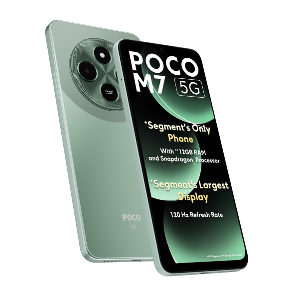 Image of POCO M7 5G Mint Green 6GB RAM|128GB ROM|SD4 Gen2 Processor|6.88" HD+ Display|50MP Camera|8MP Front Camera|5160 mAh Battery