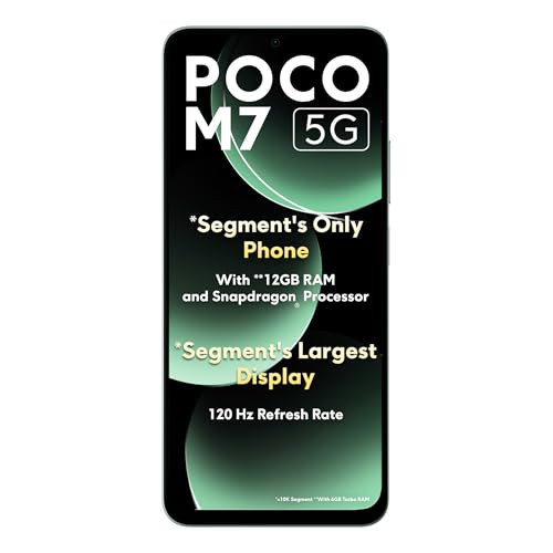 POCO M7 5G Mint Green 6GB RAM128GB ROMSD4 Gen2 Processor688 HD Display50MP Camera8MP Front Camera5160 mAh Battery