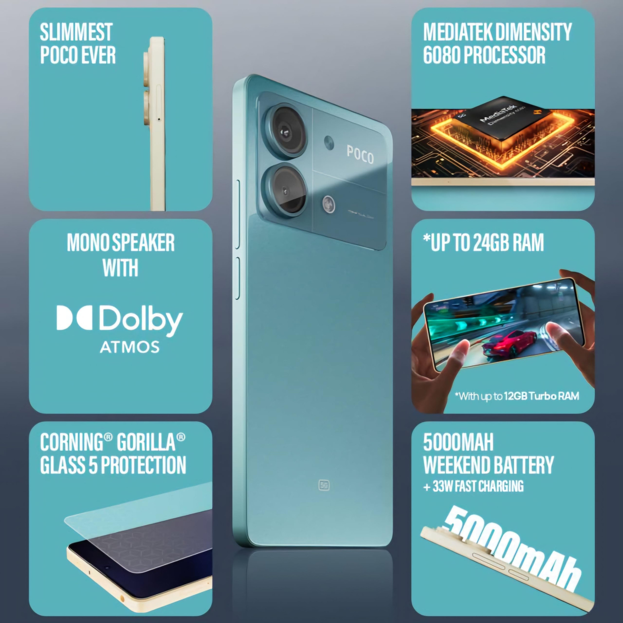 POCO X6 Neo 5G Horizon Blue 12GB RAM 256GB Storage