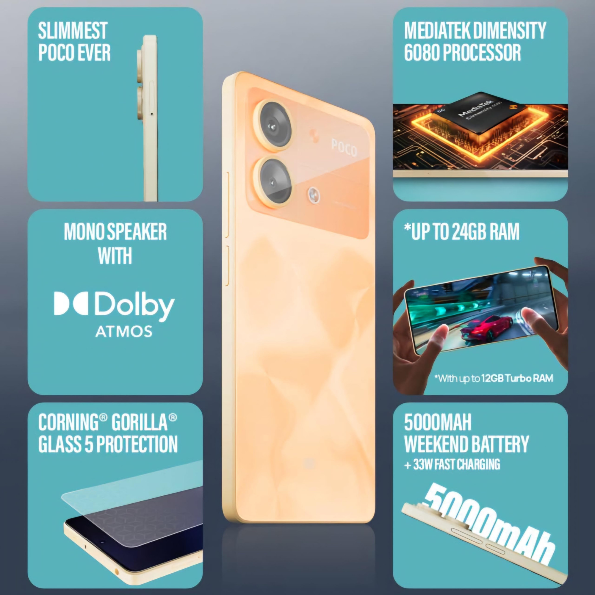 POCO X6 Neo 5G Martian Orange 12GB RAM and 256GB Storage