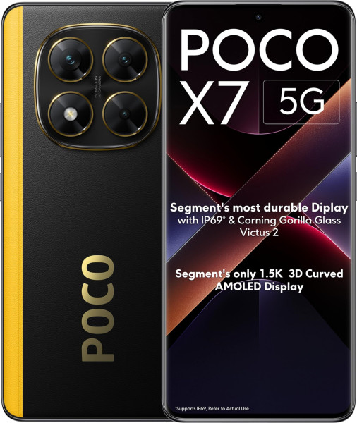 Image of POCO X7 5G 8GB RAM|128GB ROM|6.67" Curved AMOLED|50MP Sony AI Camera|5500mAh Battery (Yellow)