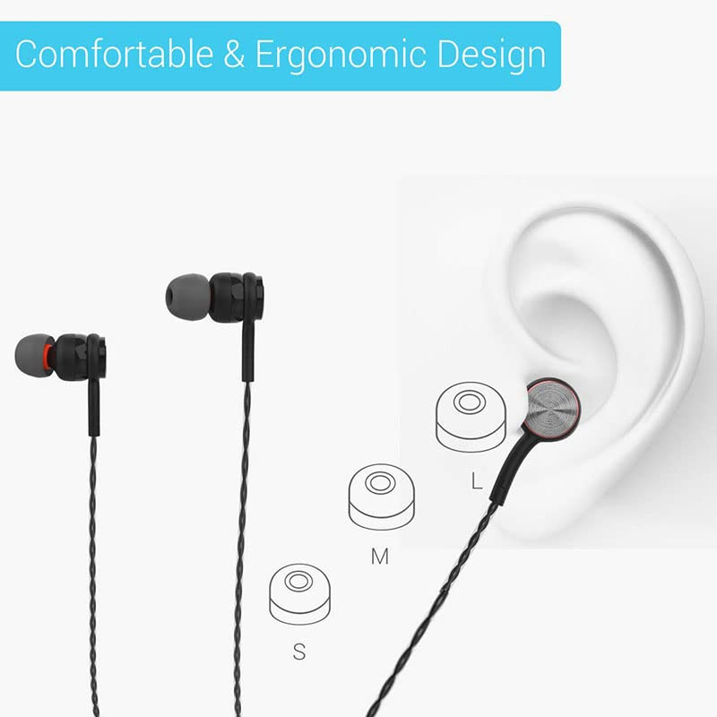Portronics Conch Gama in-Ear Wired Earphone 12m Tangle Free Cable in-Line Mic Noise Isolation 35mm Aux Port and High BassBlack