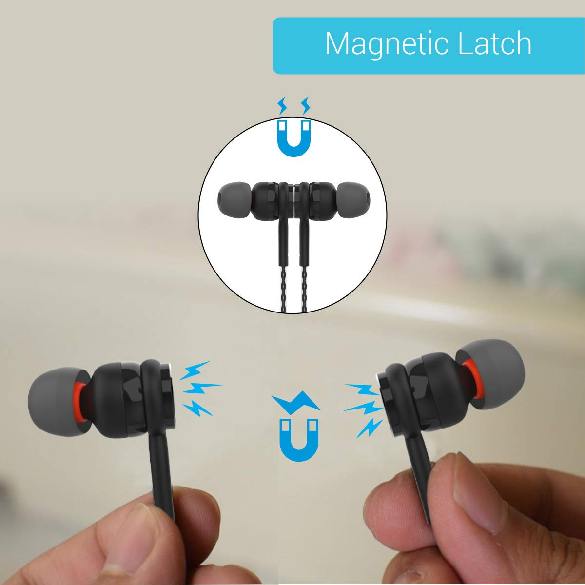 Portronics Conch Gama in-Ear Wired Earphone 12m Tangle Free Cable in-Line Mic Noise Isolation 35mm Aux Port and High BassBlack