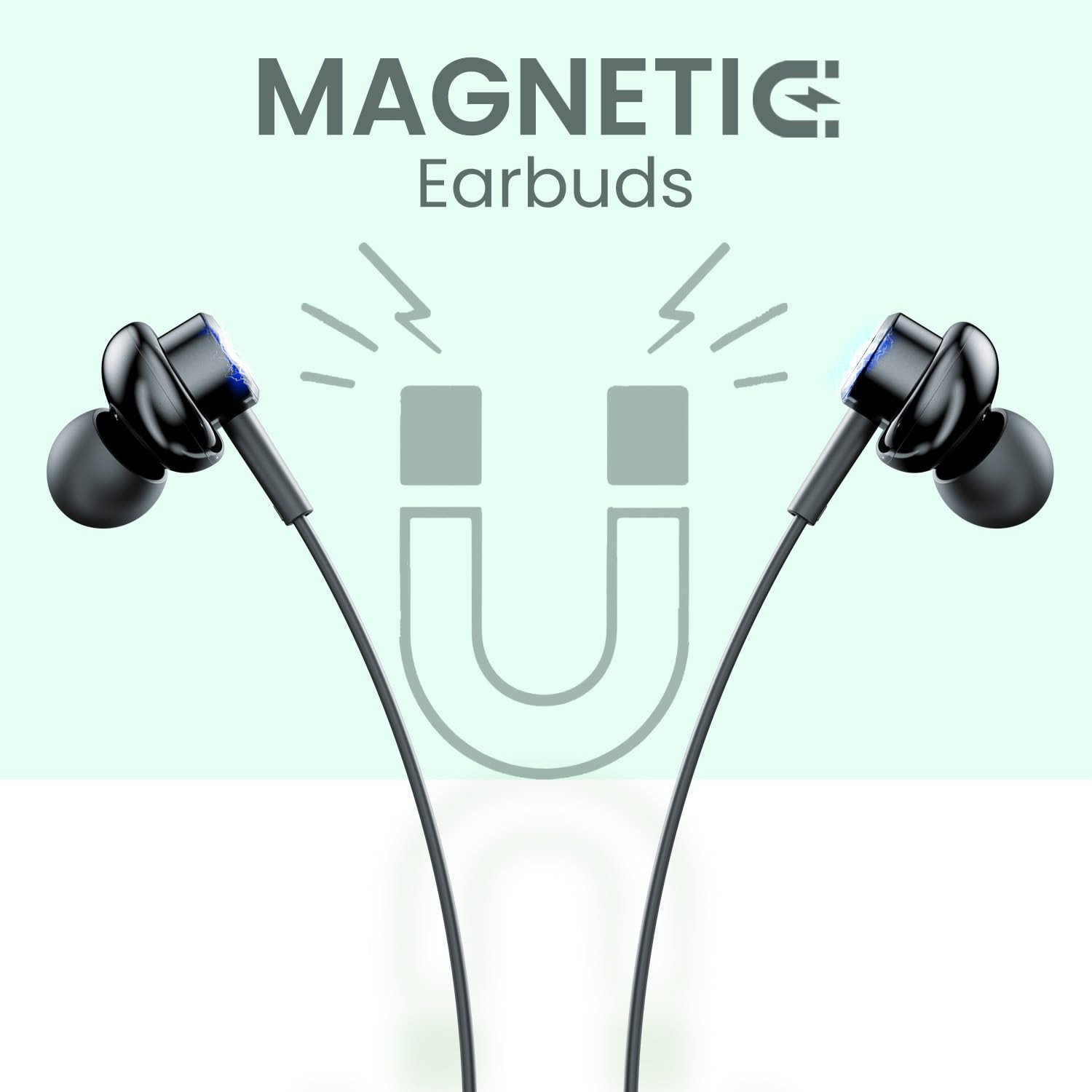 Portronics Conch Gamma C in Ear Type C Wired Earphones with in Line HD Mic Magnetic Earbuds Powerful Audio 142mm Driver TPE Anti Tangle Wire in line Controls Wide CompatibilityBlack