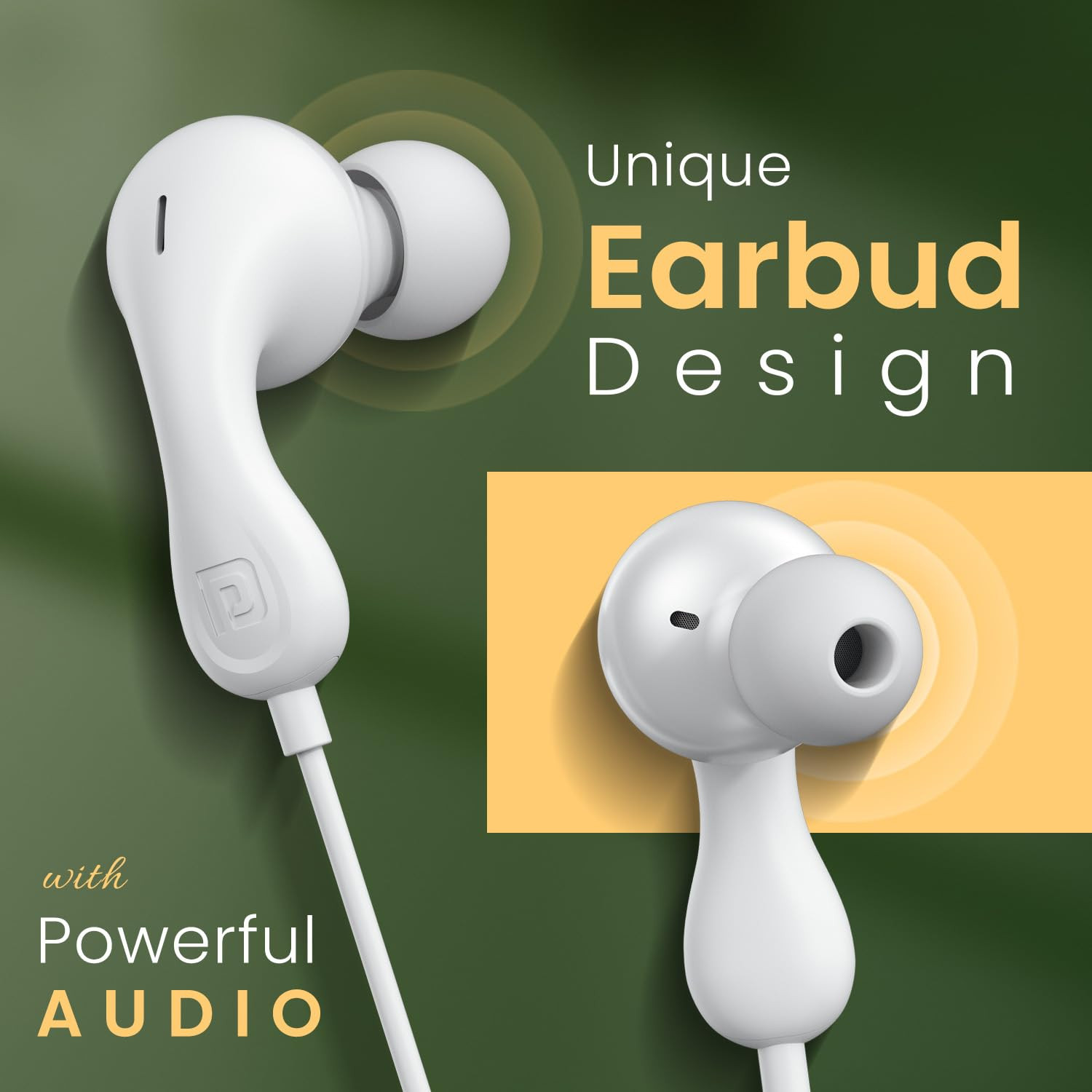 Portronics Conch Kappa C in Ear Type C Wired Earphones with In Line HD Mic Powerful Audio 142mm Dynamic Driver Unique Earbuds DesignTPE Anti Tangle WireIn line ControlsWide CompatibilityWhite