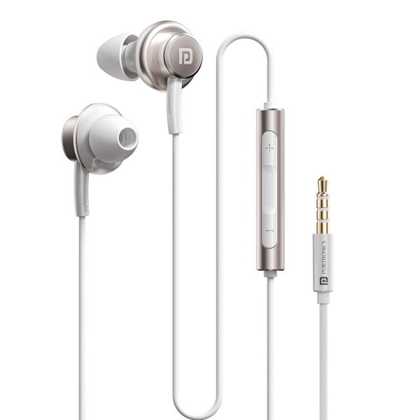 Image of Portronics Conch Sigma A in Ear 3.5mm Aux Wired Earphones with in Line HD Mic &amp; Magnetic Earbuds, Powerful Audio, 14.2mm Driver, Anti Tangle Wire, in line Controls, Wide Compatibility(White)