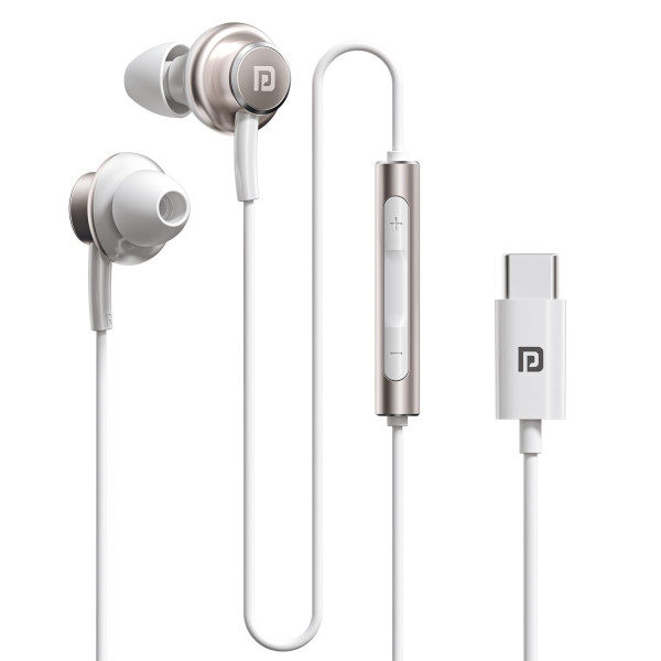 Image of Portronics Conch Sigma C in Ear Type C Wired Earphones with in Line HD Mic, Powerful Audio, 14.2mm Driver, Unique Earbuds Design, Metal Alloy Material, in line Controls, Wide Compatibility(White)