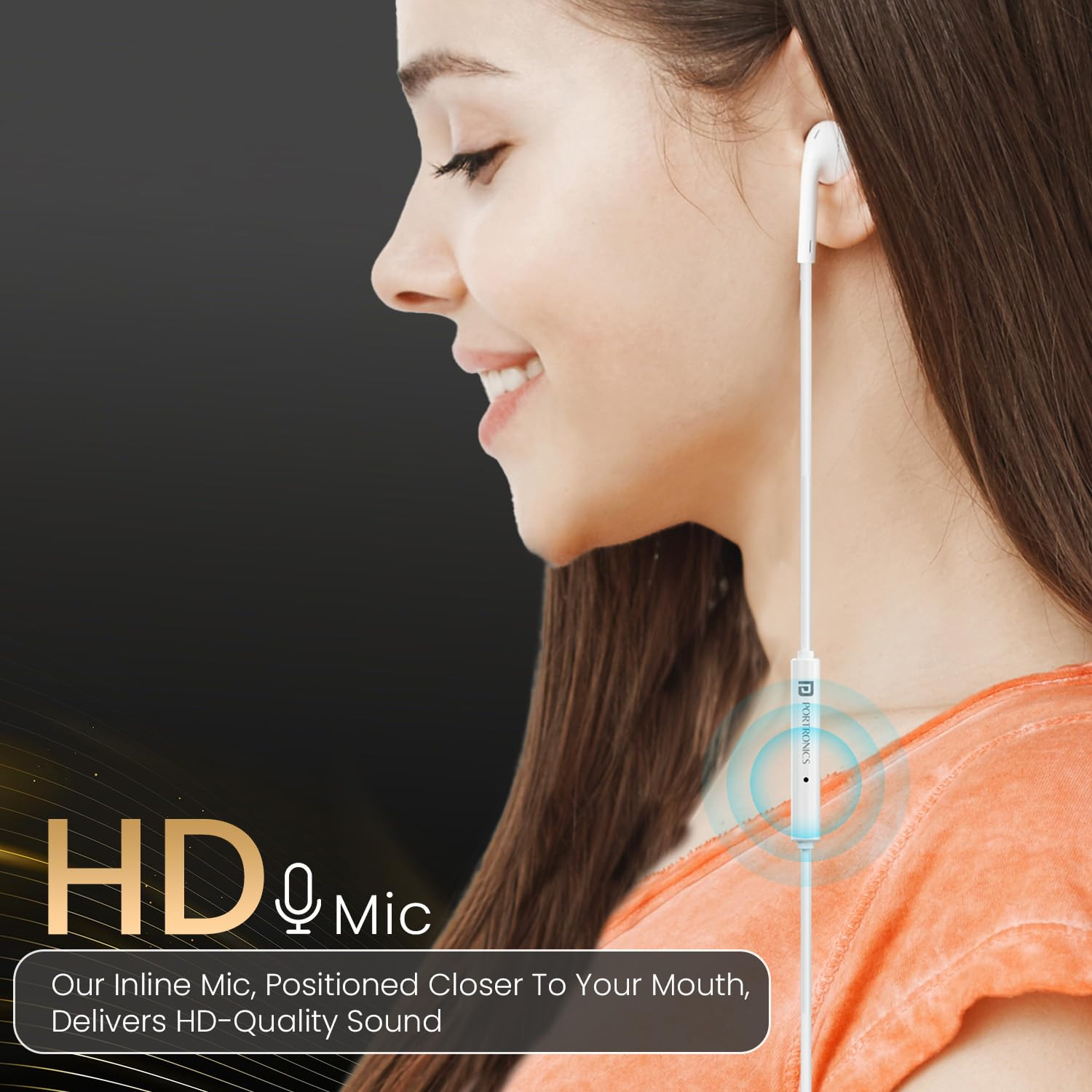 Portronics Conch Theta C in Ear Type C Wired Earphones with in Line HD Mic Powerful Audio 142mm Driver Unique Earbuds Design TPE Anti Tangle Wire in line Controls Wide CompatibilityWhite