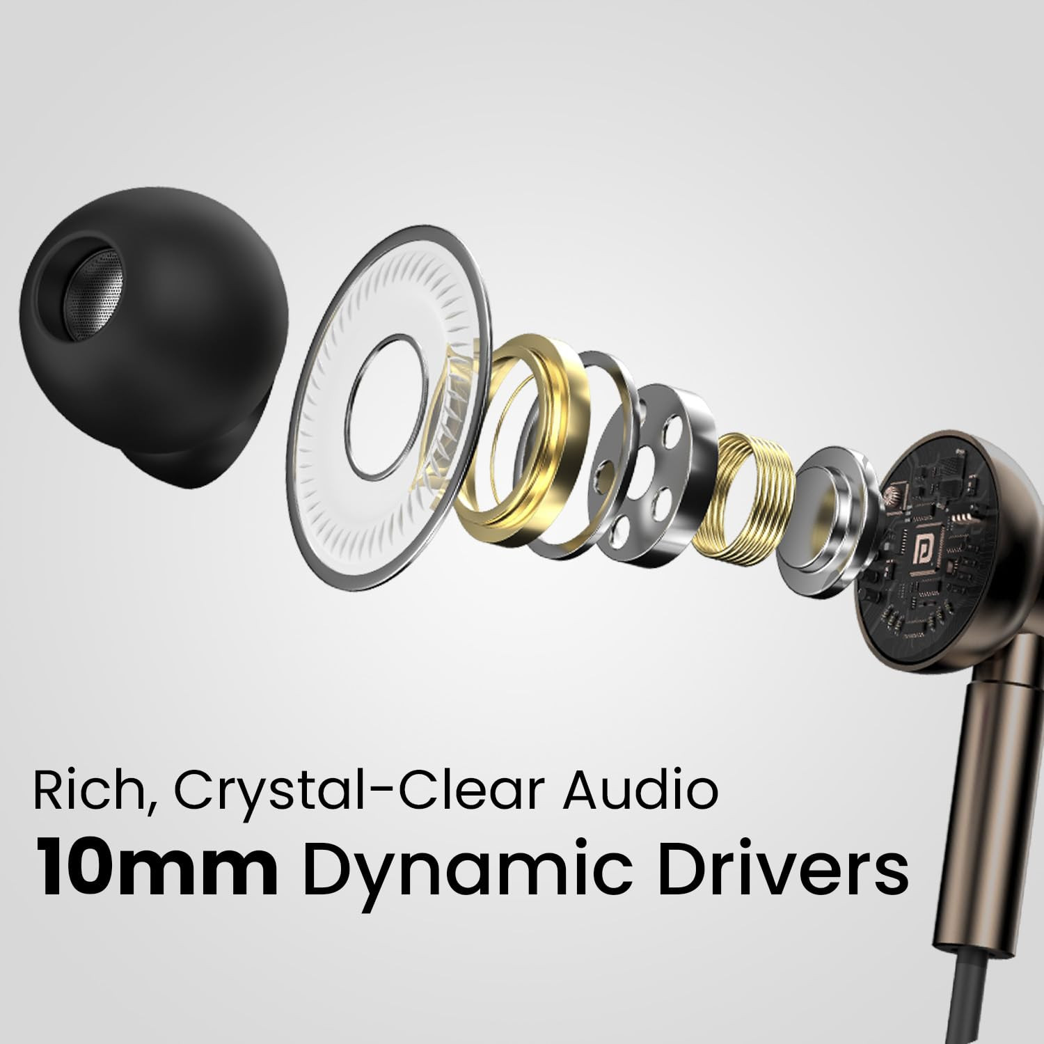 Portronics Conch Tune C in Ear Type C Wired Earphones with Mic10mm Driver 12m Nylon Braided Anti Tangle Wire in line Controls Metal Alloy Body Wide CompatibilityGrey