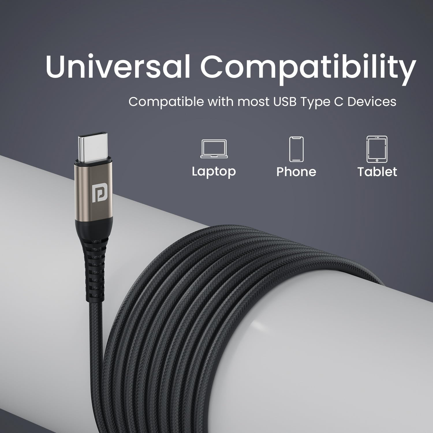 Portronics Conch Tune C in Ear Type C Wired Earphones with Mic10mm Driver 12m Nylon Braided Anti Tangle Wire in line Controls Metal Alloy Body Wide CompatibilityGrey