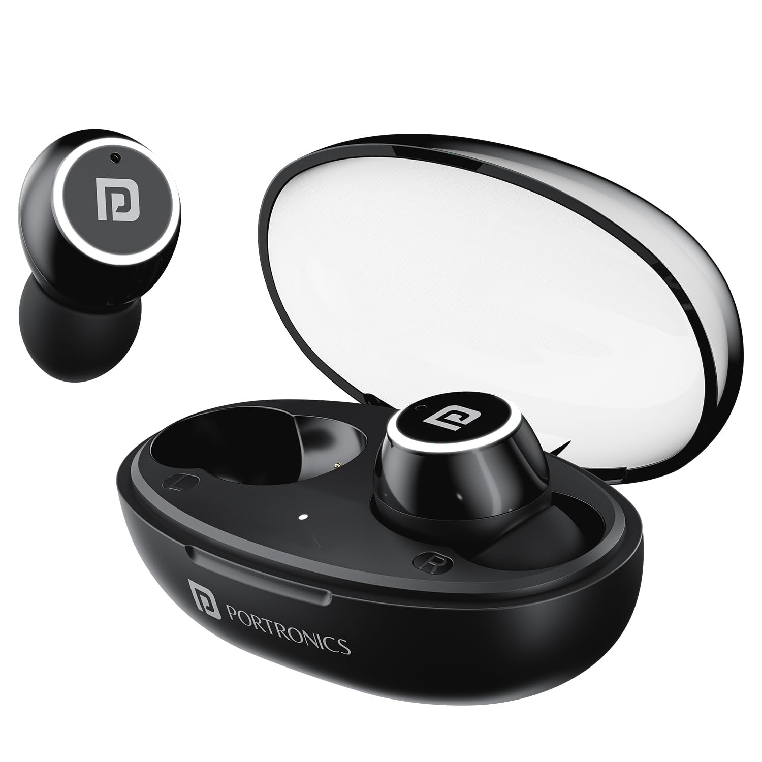 Portronics Harmonics Twins S13 in Ear True Wireless Earbuds with Mic 24H Playtime GameMusic Mode Touch Control 8mm Driver Bluetooth 53vIPX5 Water Resistance Type C Fast ChargingBlack