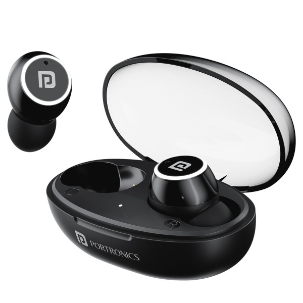 Image of Portronics Harmonics Twins S13 in Ear True Wireless Earbuds with Mic, 24H Playtime, Game/Music Mode, Touch Control, 8mm Driver, Bluetooth 5.3v,IPX5 Water Resistance, Type C Fast Charging(Black)