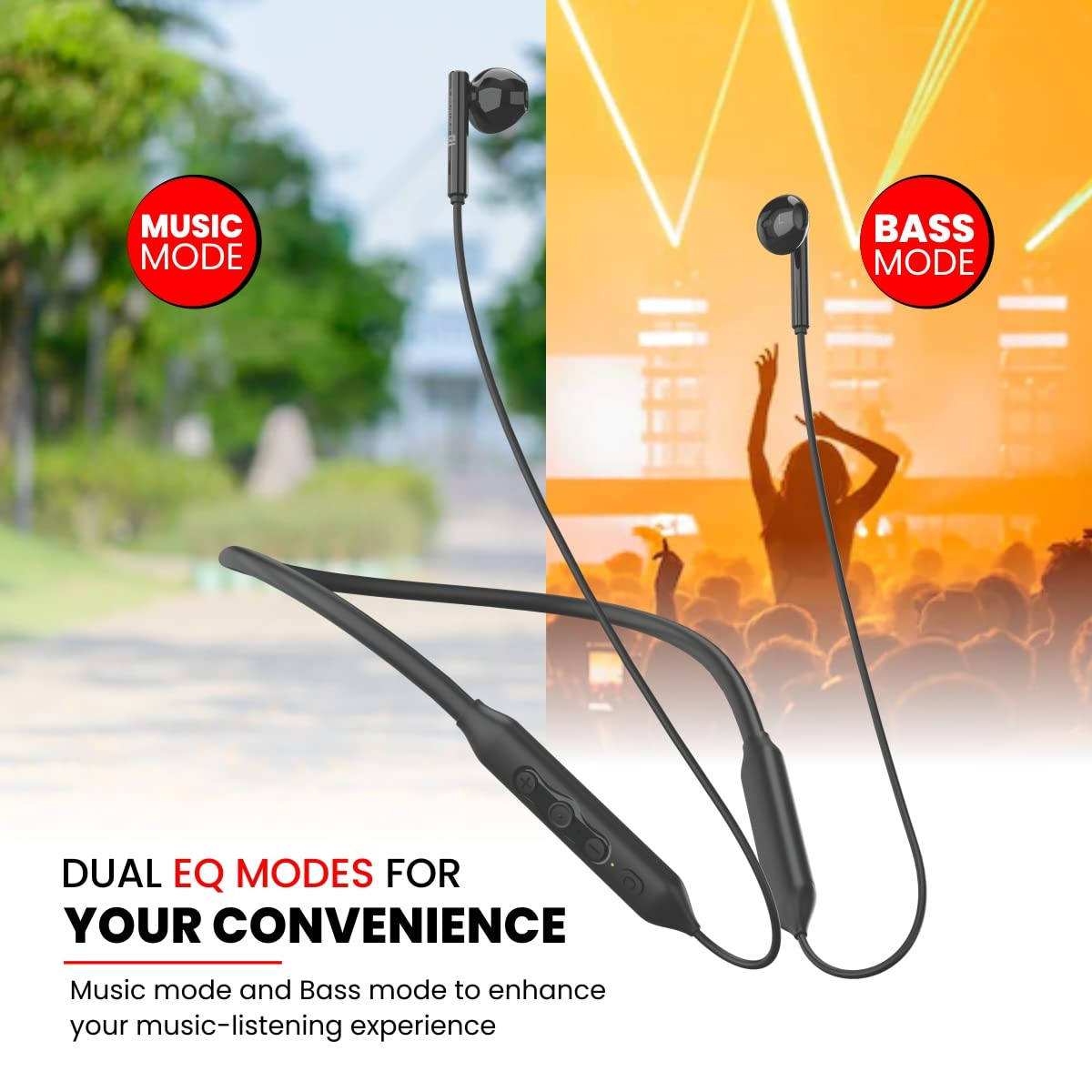 Portronics Harmonics Z5 Wireless Bluetooth Stereo Headset with 33Hrs Playtime Double EQ Mode 142 mm Dynamic Drivers Click Action ButtonsBlack