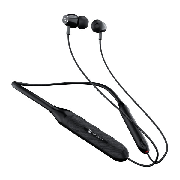 Image of Portronics Harmonics Z7 Bluetooth Wireless in Ear Earphones with Upto 40 Hours Playback, 10mm Dynamic Driver, Gaming Mode, High Bass, IPX4 Water and Sweat Resistant, Type C Fast Charging(Black)