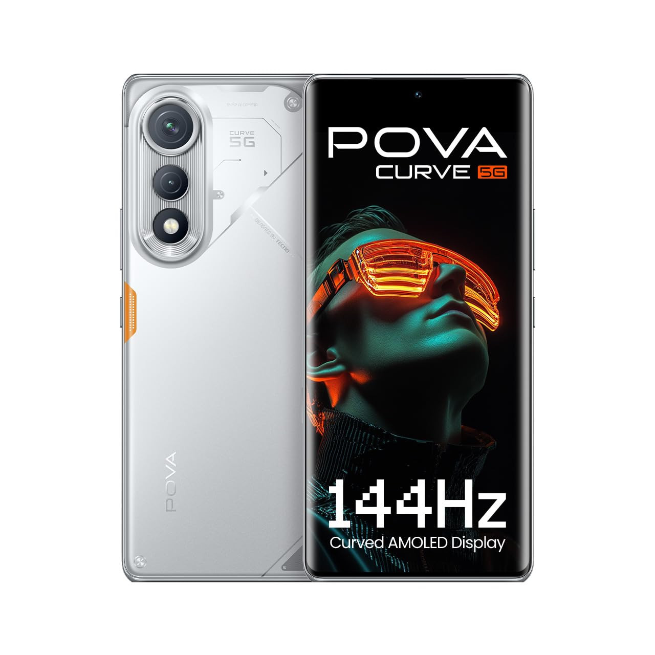 POVA Curve 5G Magic Silver 8GB128GB 144Hz Curve AMOLED Slimmest 745mm Curve with 5500mAh Battery Segments 1st AI with Indian Languages Best AI Call Assistant 64MP IMX682 Rear Camera