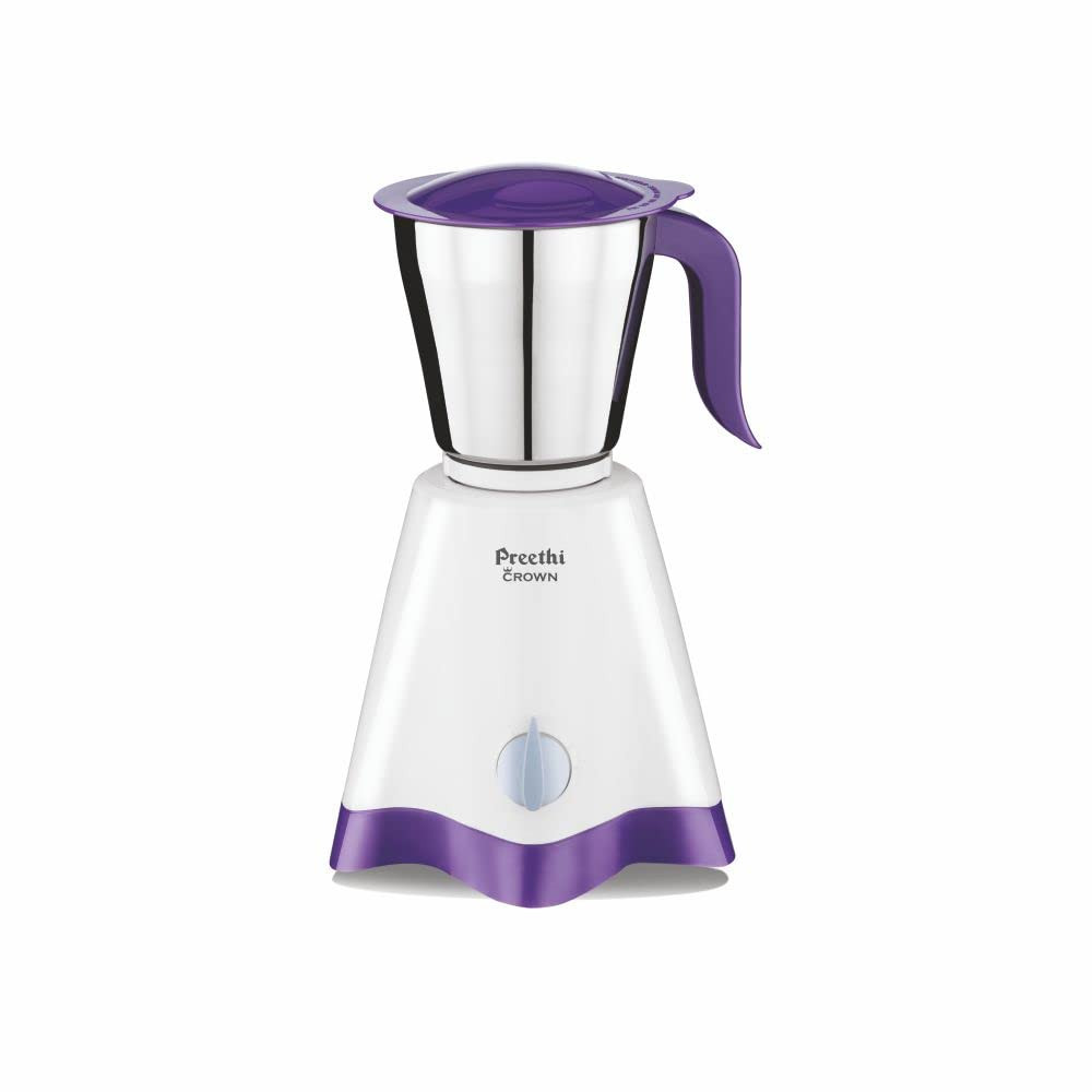 Preethi Crown MG-205 Mixer Grinder 500 watt WhitePurple 3 Jars with 5 yr Motor Warranty Lifelong Free Service Stainless Steel