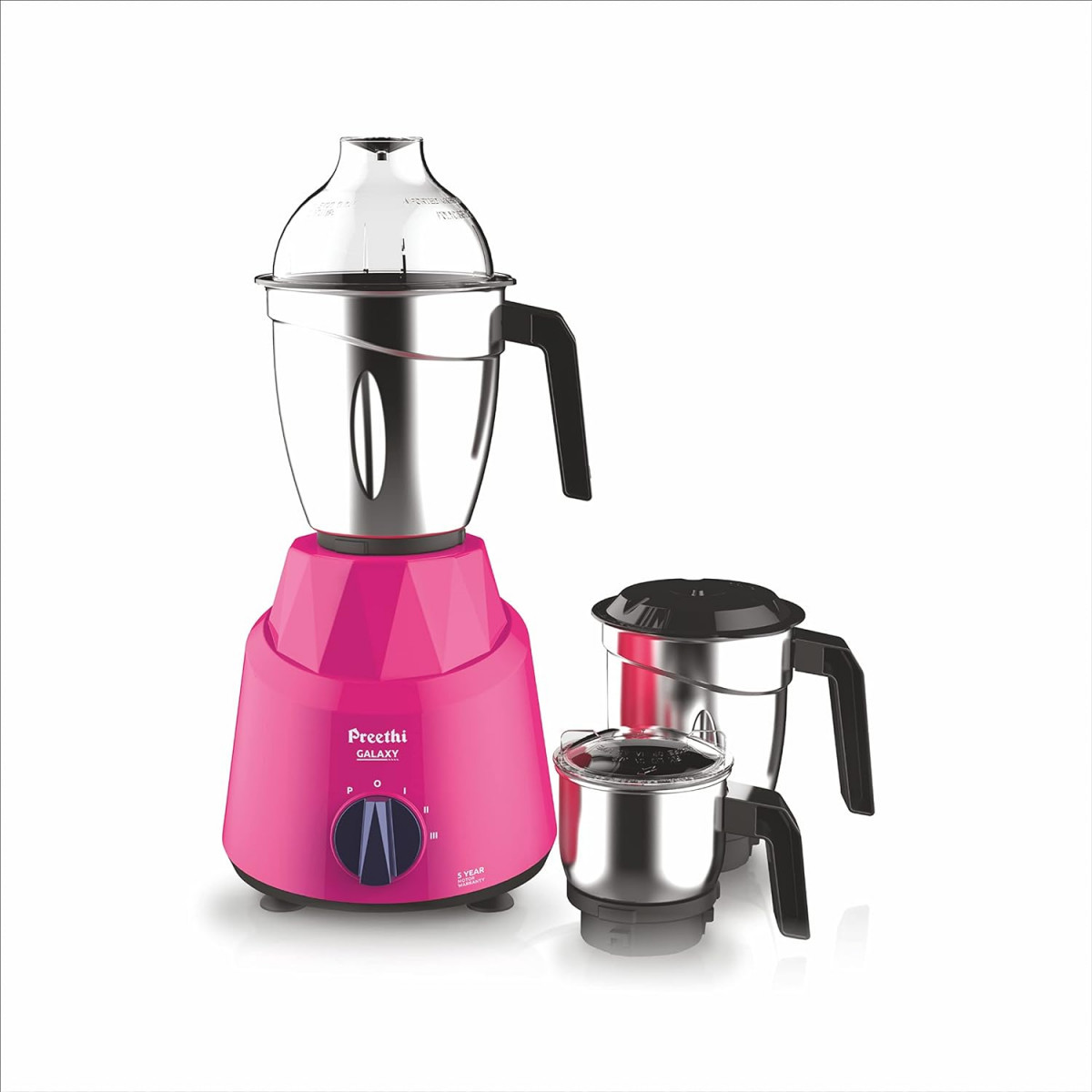 Preethi Galaxy MG225 Mixer Grinder 750 watt Pink 3 Jars Vega W5 Motor with 5yr Warranty  Lifelong Free Service Plastic