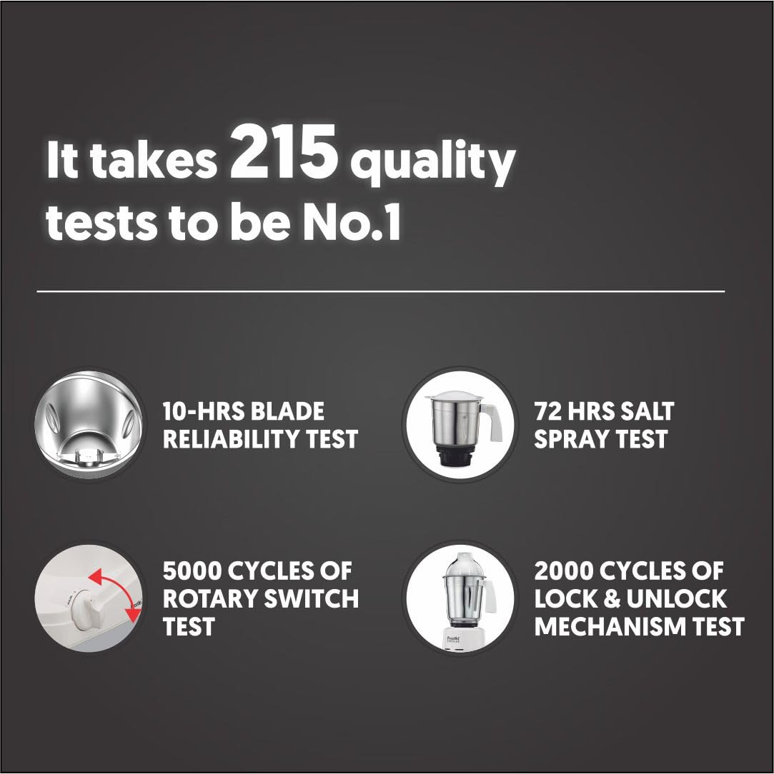 Preethi Popular MG 142 750-Watt Mixer Grinder with 3 Jars White