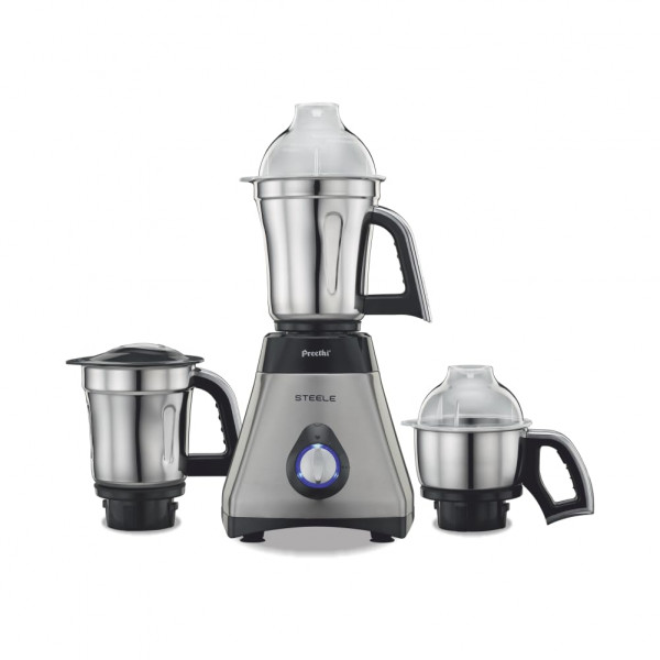 Image of Preethi Steele 110 V, MG-206, 550 Watt, 3 Jars, Turbovent Technology, 2 years product warranty (Silver/Black)