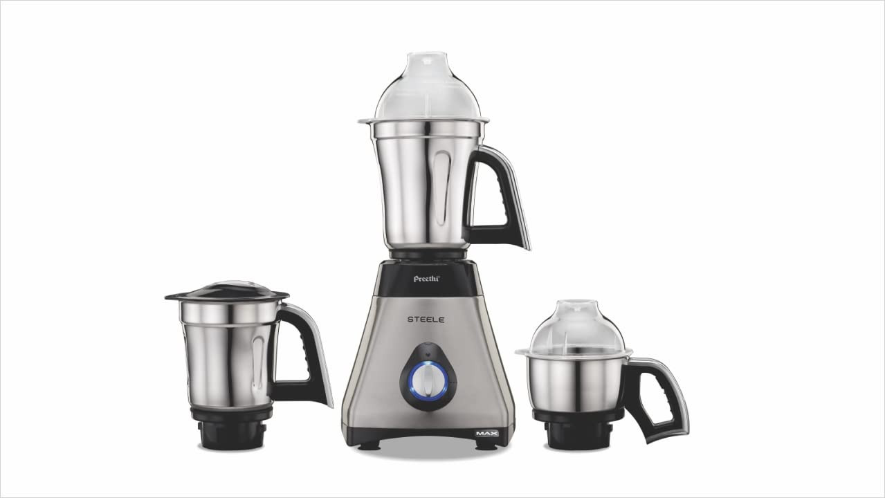 Preethi Steele Max MG-212 Mixer Grinder 750 watt SilverBlack 3 Jars Vega W5 Motor with 2yr Guarantee Lifelong Free Service