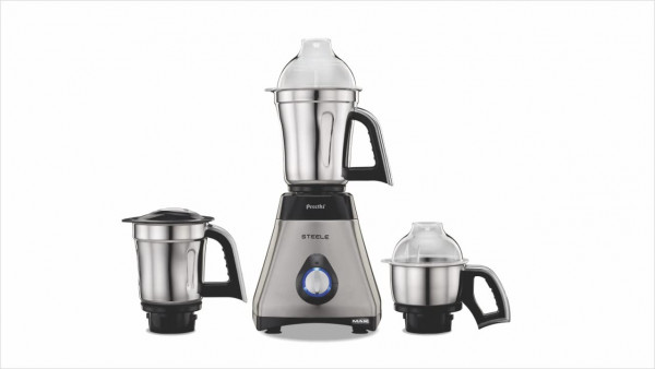 Image of Preethi Steele Max MG-212 Mixer Grinder, 750 watt, Silver/Black, 3 Jars, Vega W5 Motor with 2yr Guarantee &amp; Lifelong Free Service