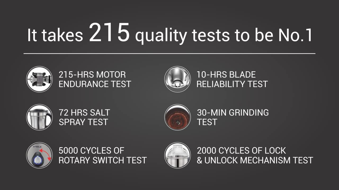 Preethi Steele Max MG-212 Mixer Grinder 750 watt SilverBlack 3 Jars Vega W5 Motor with 2yr Guarantee Lifelong Free Service