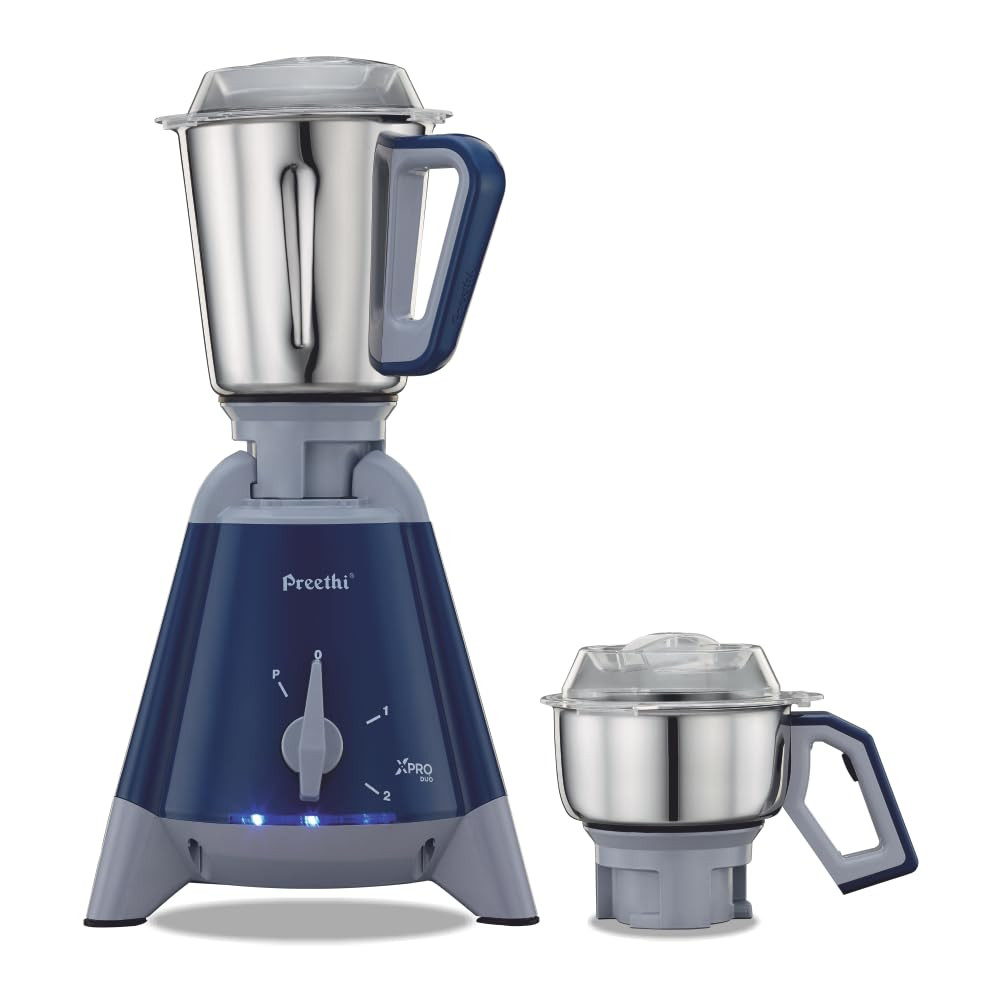 Preethi Xpro Duo MG-198 1300 Watt 2 Jars Tripad metal motor stand Commercial purpose 1 years product warranty Deep Blue
