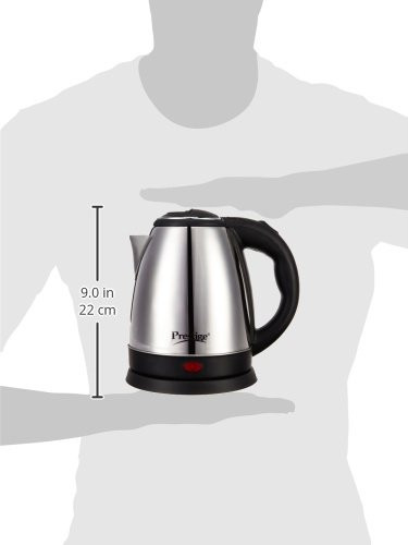 Prestige 15 Litres Electric Kettle PKOSS 151500W Silver - Black Automatic Cut-off Stainless Steel Rotatable Base Power Indicator Single-Touch Lid Locking