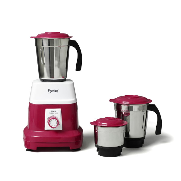 Image of Prestige 500 Watts Orion Mixer Grinder with 3 Stainless Steel Jars |2 years warranty| Red &amp; White