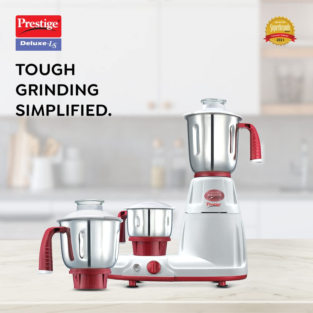 Prestige Deluxe LS 750-Watt Mixer Grinder White and Red