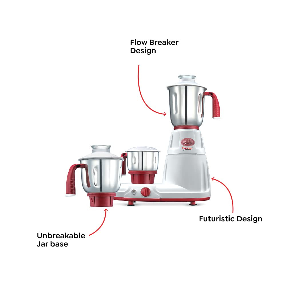 Prestige Deluxe LS 750-Watt Mixer Grinder White and Red