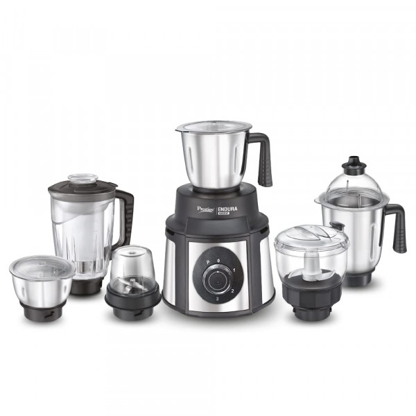 Image of Prestige Endura 1000W Mixer Grinder, 6 Jars (1500 ml, 1000 ml, 1500 ml, 450 ml) (Black, Silver)