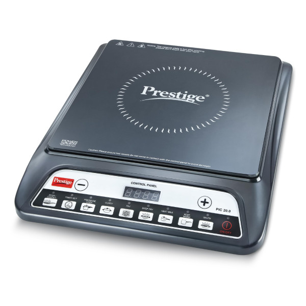 Image of Prestige PIC 20 1600 Watts Induction Cooktop | 4KV Surge Protection | 8 Preset Indian Menu Options &amp; Timer | Soft Touch Button | Easy to Clean | Portable | Black | 1Y Warranty | BIS