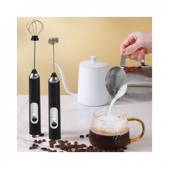 Primesky USB Rechargeable Electric Foam Maker - Handheld Milk Wand Mixer Frother for Hot Milk Hand Blender Coffee Egg Beater Milk Frother