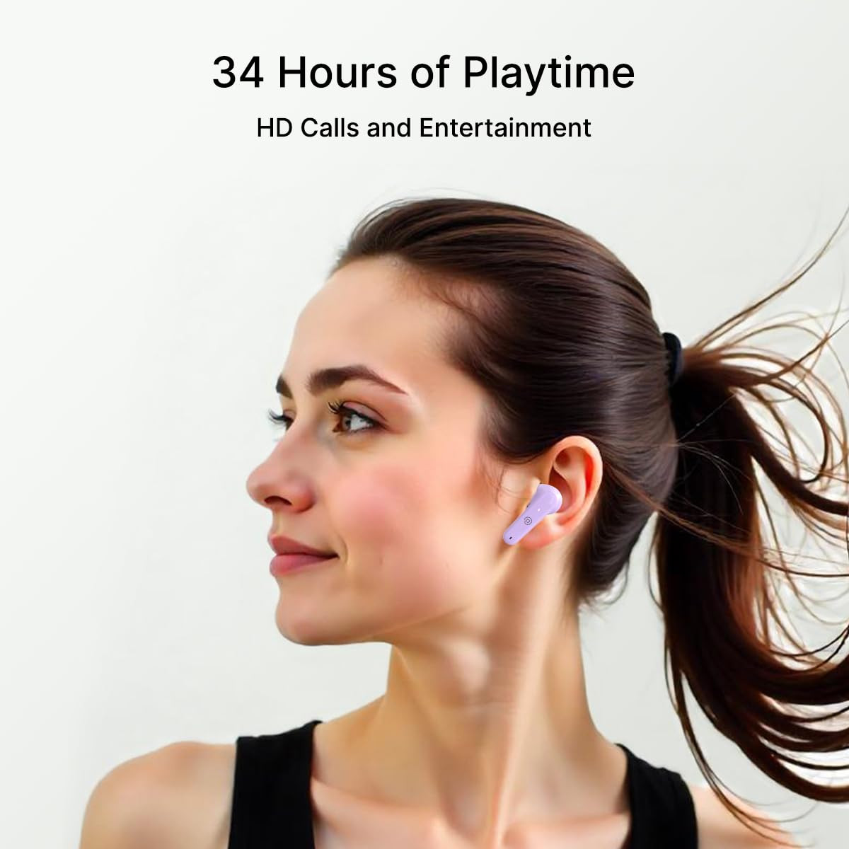 pTron Bassbuds Astra in-Ear TWS Earbuds with Stereo Sound 34Hrs Playtime Stereo Calls Bluetooth V53 Headphones with Quick Pairing Touch Control Voice Assistant Type C Charging IPX4 Lilac