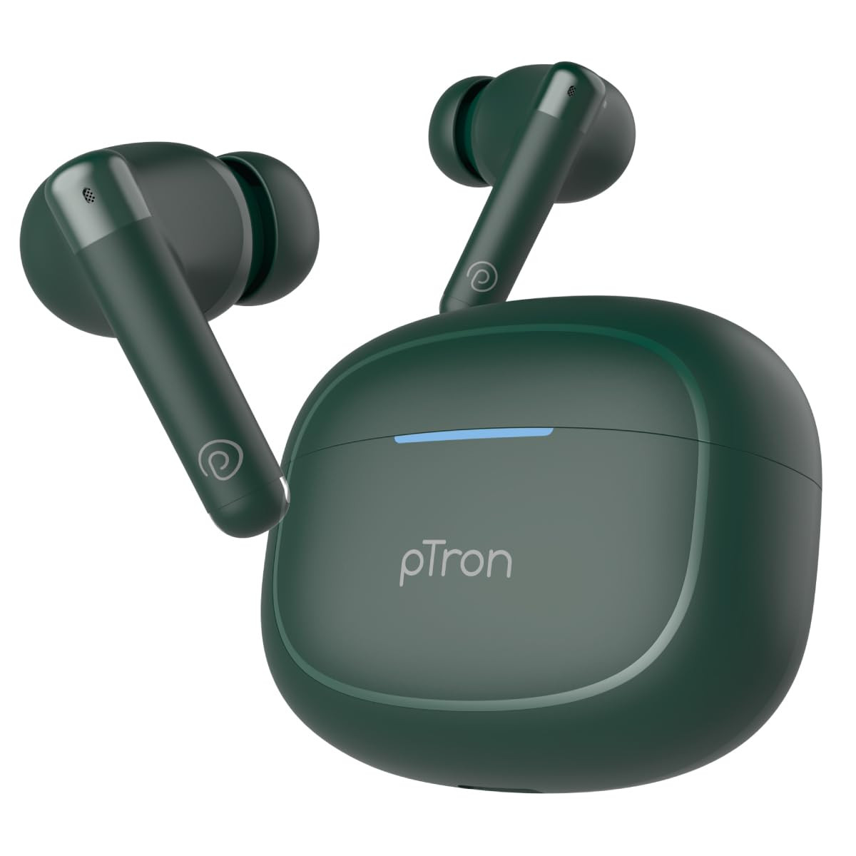 pTron Bassbuds Duo Pro TWS in Ear Earbuds with 3D AudioscapeTrutalk Ai-Enc CallsThunder Bass38H Playtime50Ms Low Latency MovieMusic ModesBt 53Ultra Hd MicFast Type-C ChargingIpx5Green