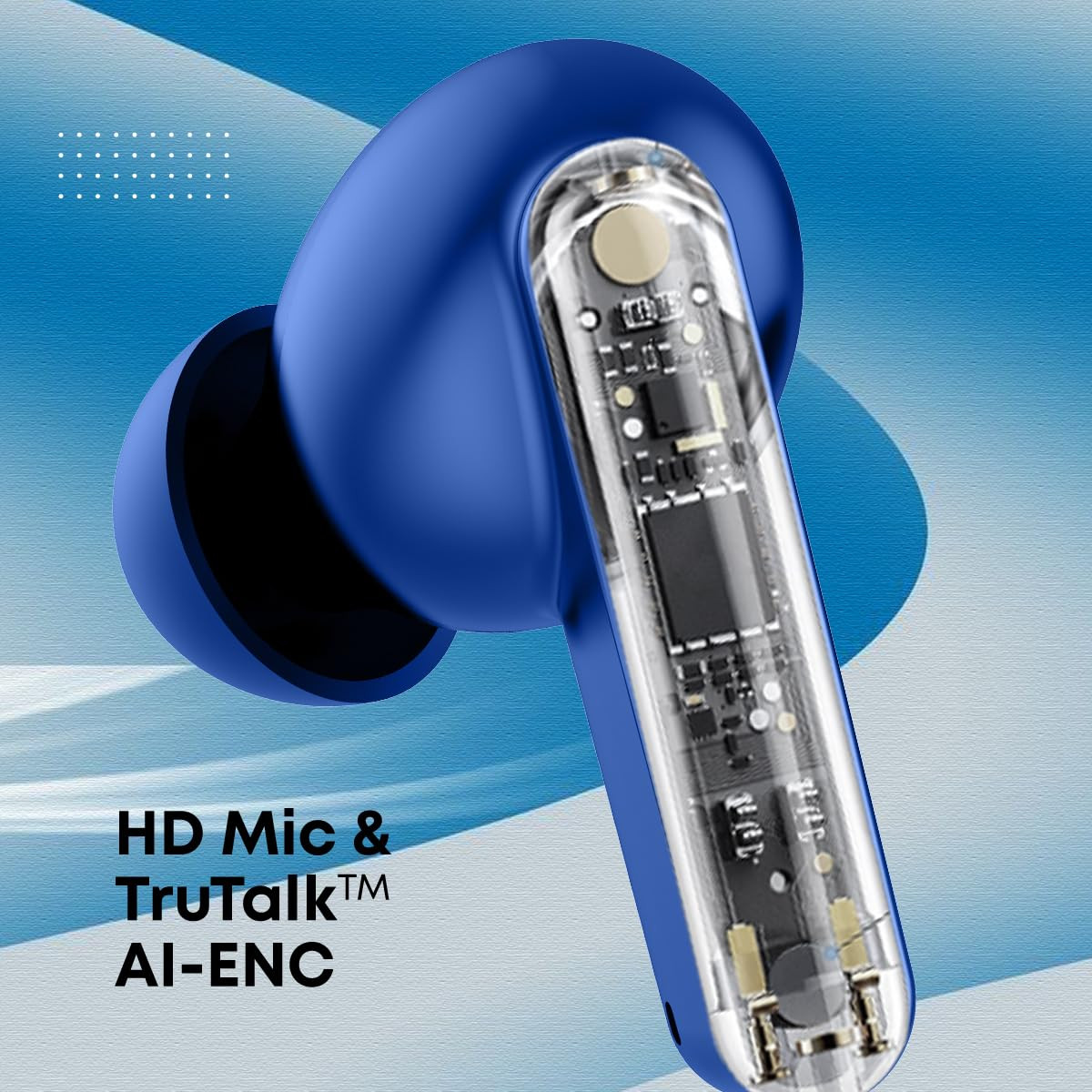 pTron Bassbuds Gomax in-Ear TWS Earbuds HD Mic TruTalk AI-ENC Calls 36H Playtime 13mm Drivers Bluetooth 53 Wireless Headphones Voice Assist Type-C Fast Charging IPX5 Water Resistant Blue