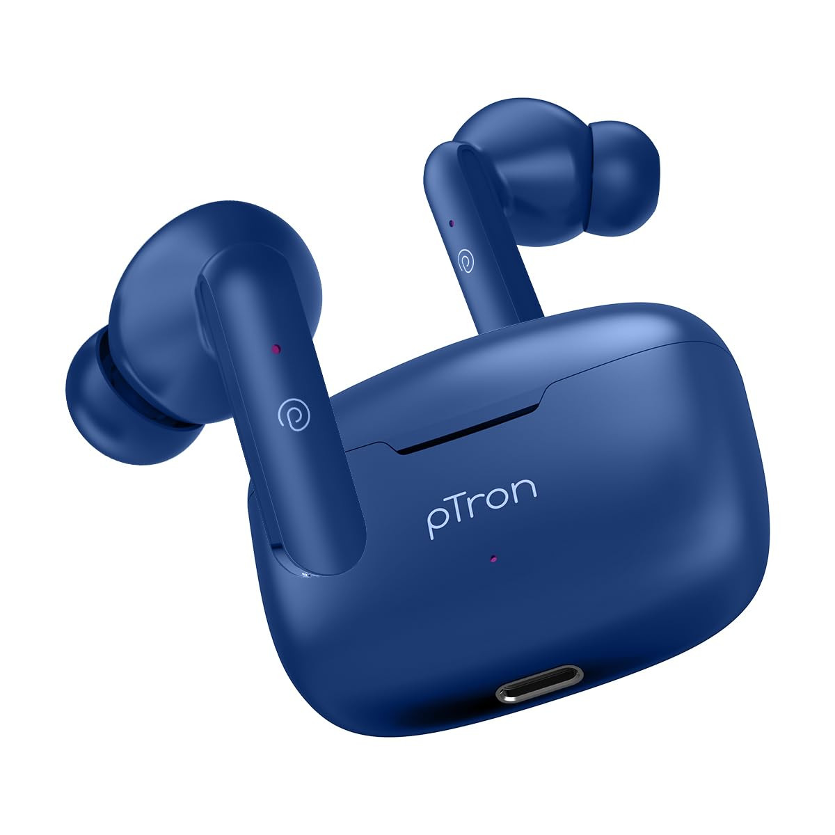 pTron Basspods P81 in-Ear Wireless Earbuds Pristine Sound 32Hrs Playtime Clear Calls TWS Earbuds Bluetooth V51 Headphone Type-C Fast Charging Voice Assist IPX4 Water Resistant Blue