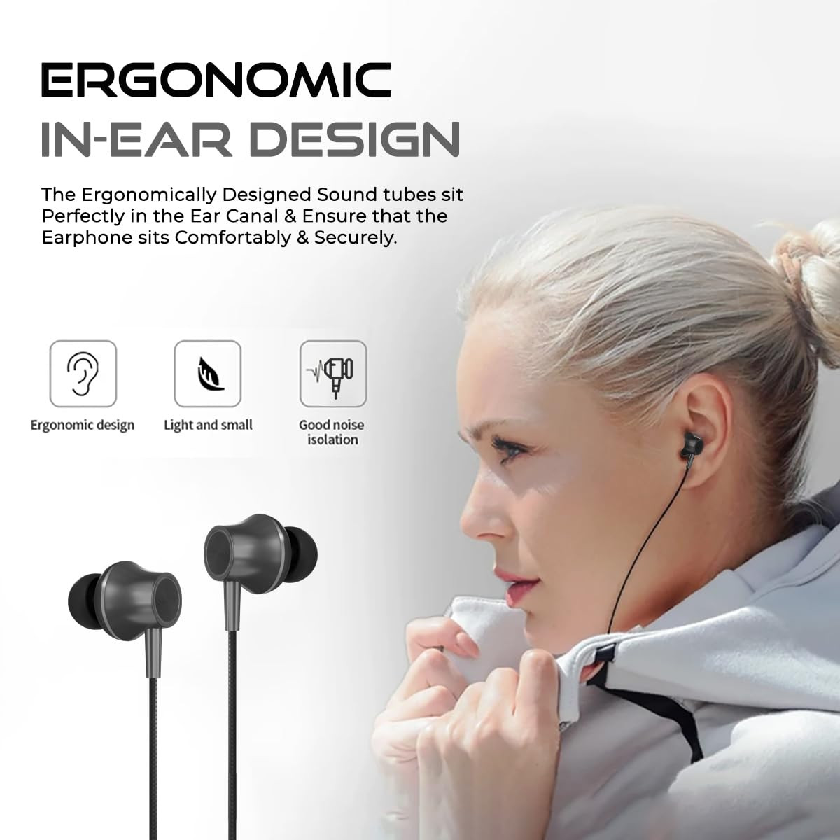 pTron Boom Play in Ear Type C Wired Headphones with Mic 10Mm Drivers for Immersive Audio 12M Fish Scale Style Tangle-Free Cable in-Line Controls Metal Buds Snug-Fit Wide Compatibility Black